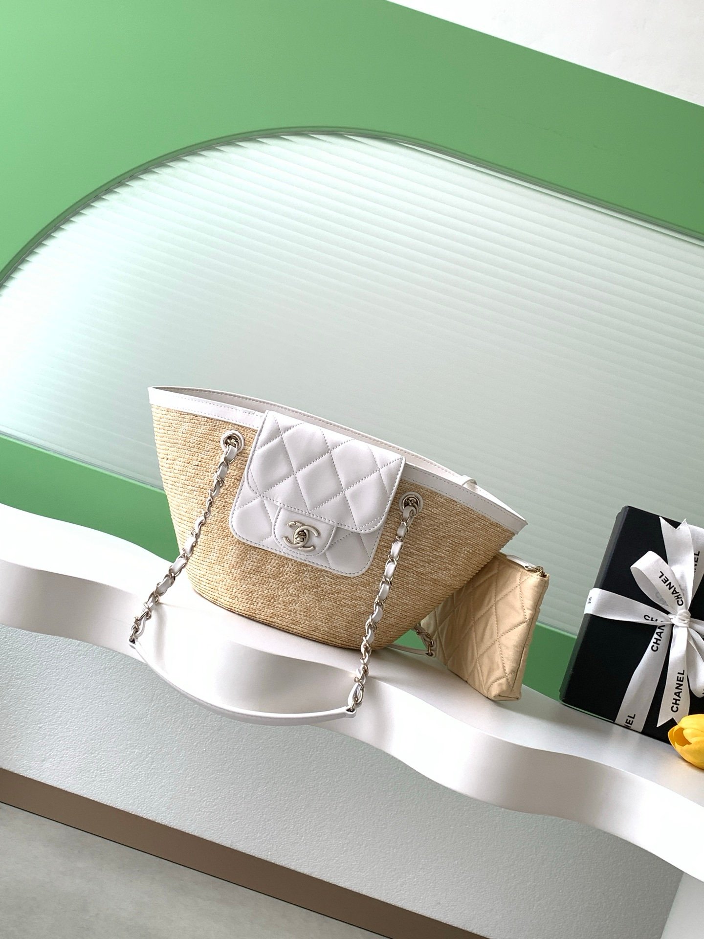 Chanel Braided Small Tote Bag in White