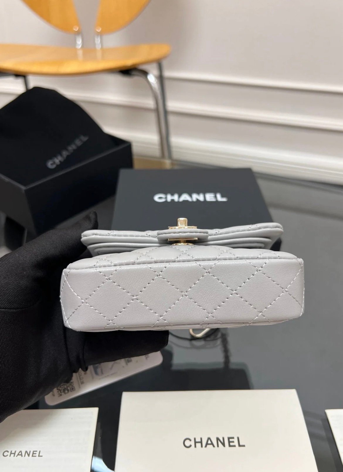 Chanel Mini Flap Charm Bag Grey - Afbeelding 4