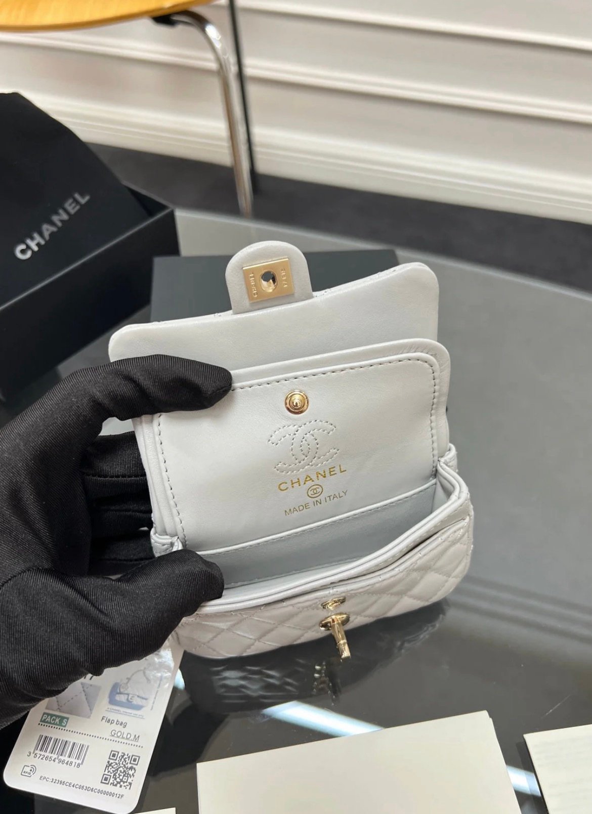 Chanel Mini Flap Charm Bag Grey - Afbeelding 5