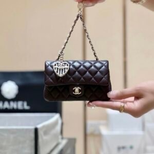 Chanel Mini Flap Charm Bag Dark Brown