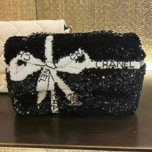 Alternative view of Chanel Sequin Ribbon Mini Rectangular Flap Black White