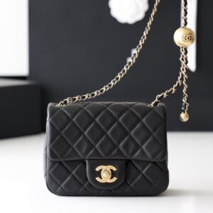 Chanel Mini Square Classic Flap Bag Black Gold
