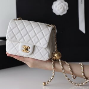 Alternative view of Chanel Mini Square Classic Flap Bag White Gold