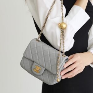 Alternative view of Chanel Mini Square Classic Flap Bag Grey Gold