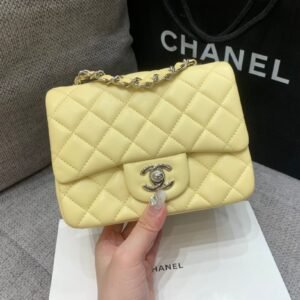 Alternative view of Chanel Mini Square Classic Flap Bag Yellow Silver
