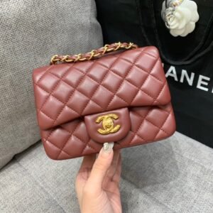 Alternative view of Chanel Mini Square Classic Flap Bag Burgundy Gold