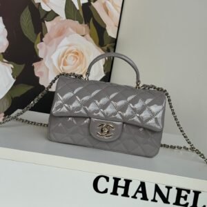 Chanel Flap Bag Light Gray Glossy