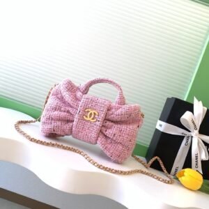 Chanel Bow Bag in Pink Tweed