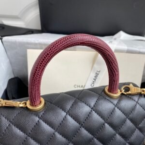 Alternative view of Chanel Red Coco Top Handle Bag Black Caviar