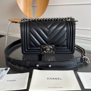 Chanel Boy Bag Black Silver