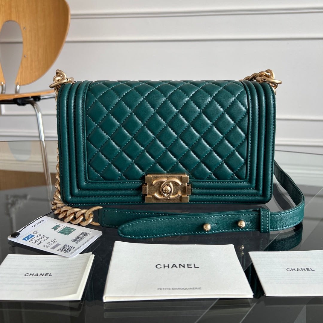 Chanel Boy Bag Green Gold