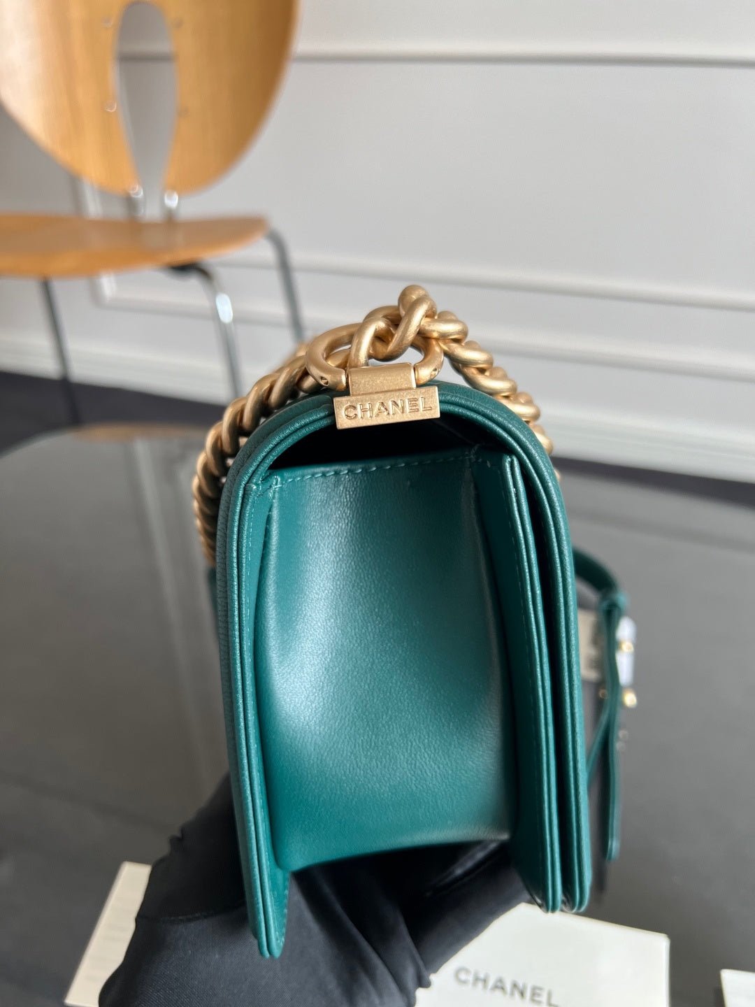 Chanel Boy Bag Green Gold - Afbeelding 4