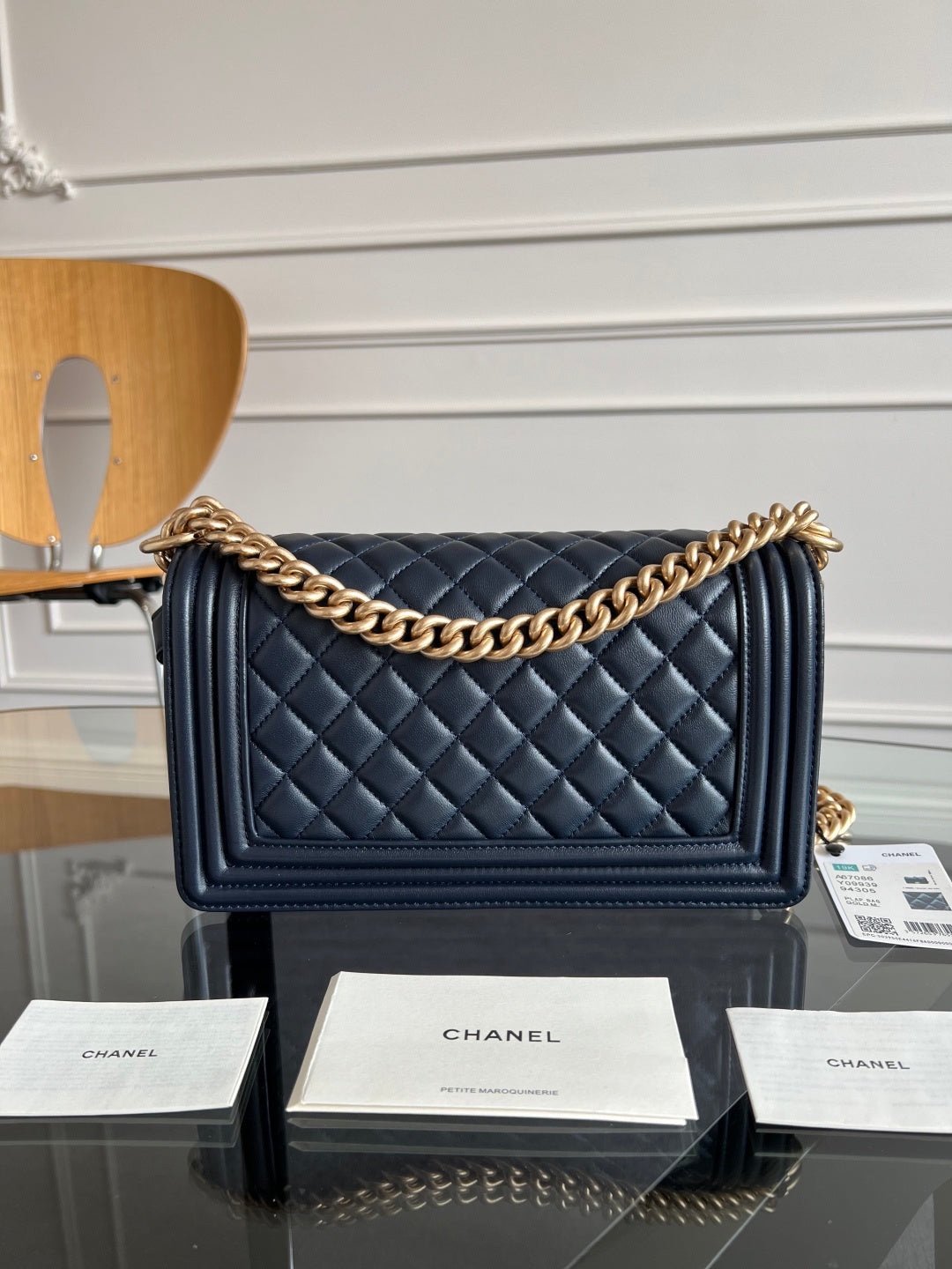 Chanel Boy Bag Dark Navy Blue Gold - Afbeelding 2