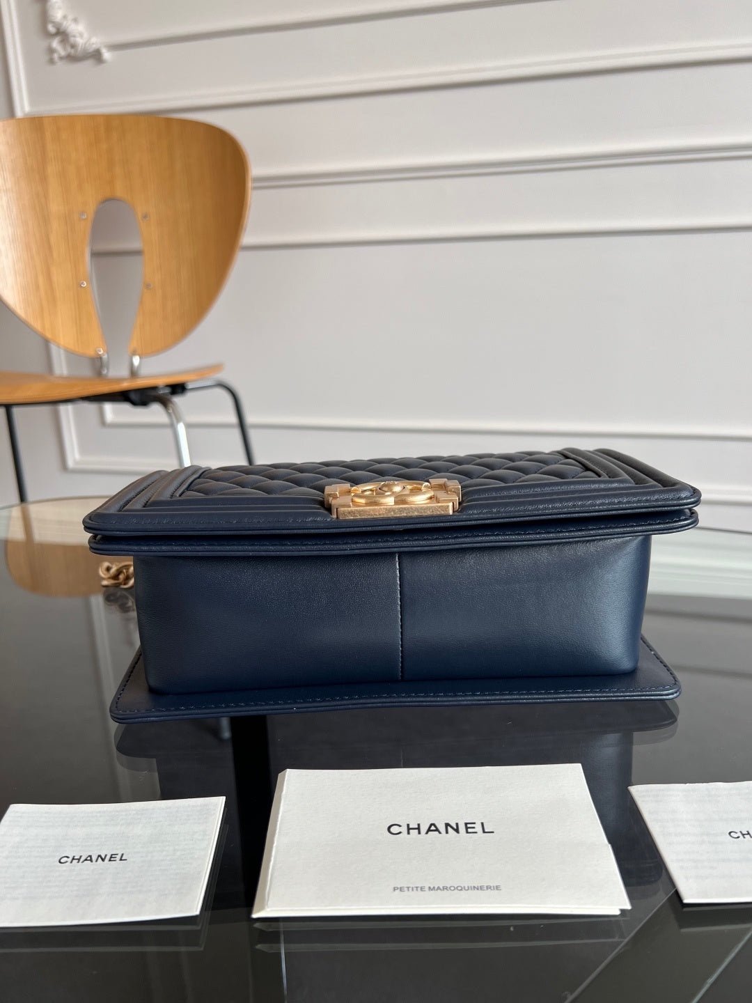 Chanel Boy Bag Dark Navy Blue Gold - Afbeelding 3