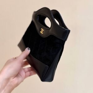 Alternative view of Chanel Nano 31 Suede Bag Black Gold
