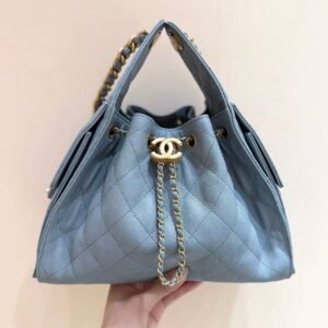 Chanel 25 Light Blue Gold in Small