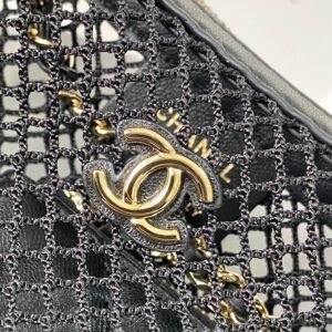 Alternative view of Chanel Mesh Clutch with Chain Black Gold