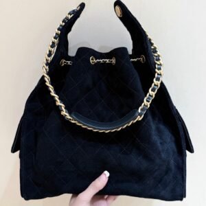 Alternative view of Chanel 25 Suede Black Gold in Medium