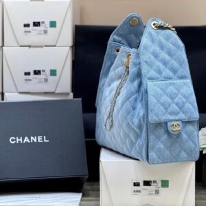 Alternative view of Chanel 25 Blue Denim Gold in Medium