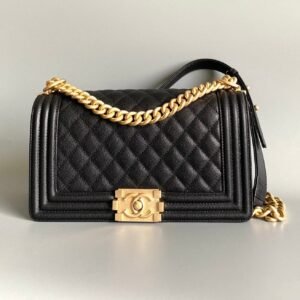 Chanel Boy Bag Caviar Black Gold