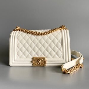 Chanel Boy Bag White Gold