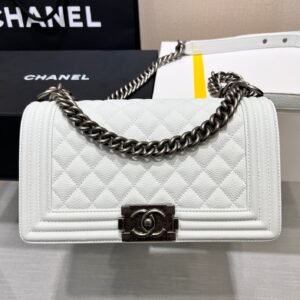 Chanel Boy Bag White Silver