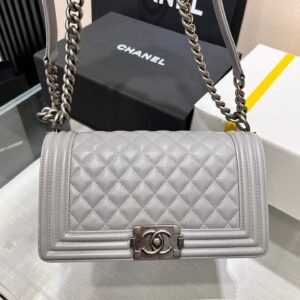 Chanel Boy Bag Grey Silver