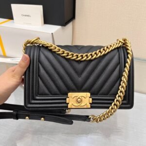 Chanel Boy Bag Black Gold