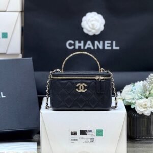 Chanel Top Handle Vanity Bag Black Gold