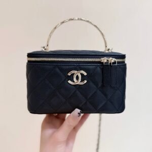 Alternative view of Chanel Top Handle Vanity Bag Black Gold
