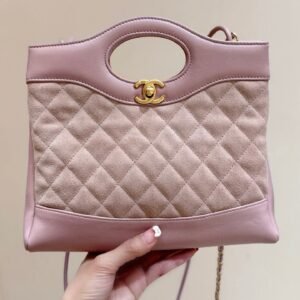 Chanel 31 Suede Bag Pink Gold