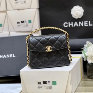 Chanel Top Handle Bag Black Gold
