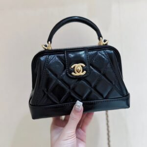Chanel Top Handle Bag Black Gold