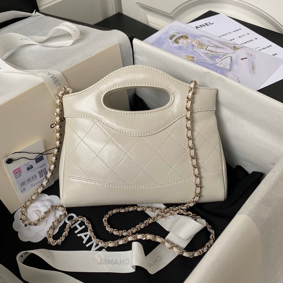 Chanel 31 Suede Bag White Gold - Afbeelding 2