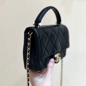 Alternative view of Chanel Black Gold Top Handle Bag with Pearls