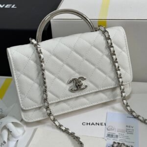 Chanel Clutch White Silver