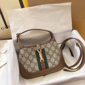 Gucci Jackie 1961 Brown Beige Canvas