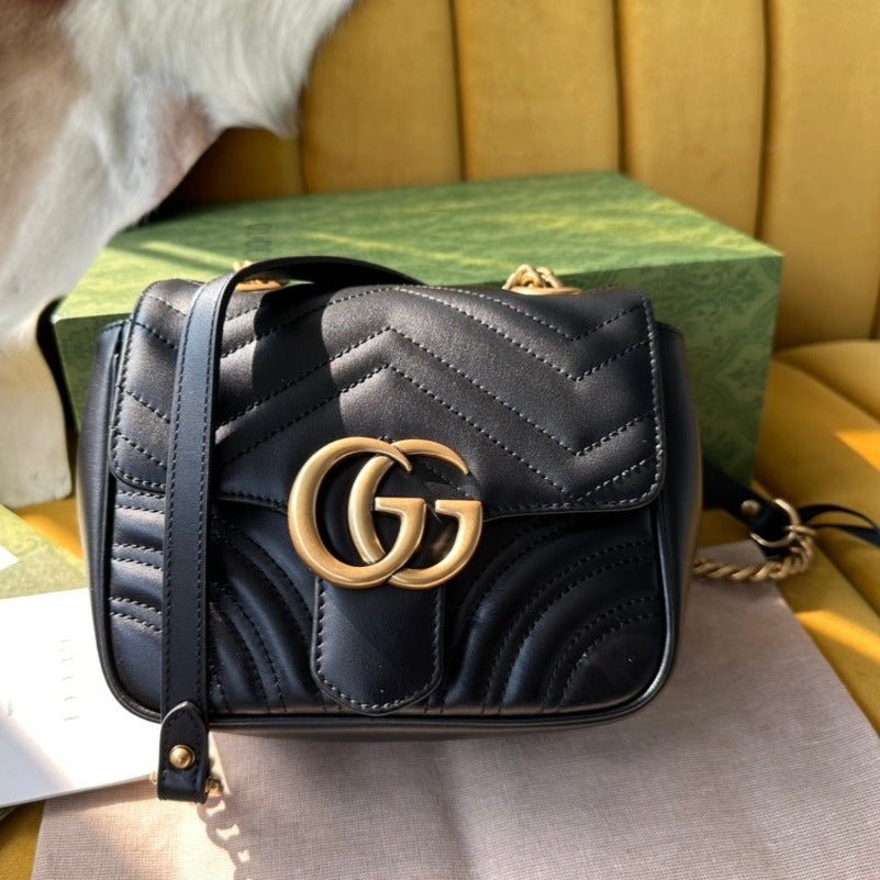 Gucci Marmont Square Bag Black Gold