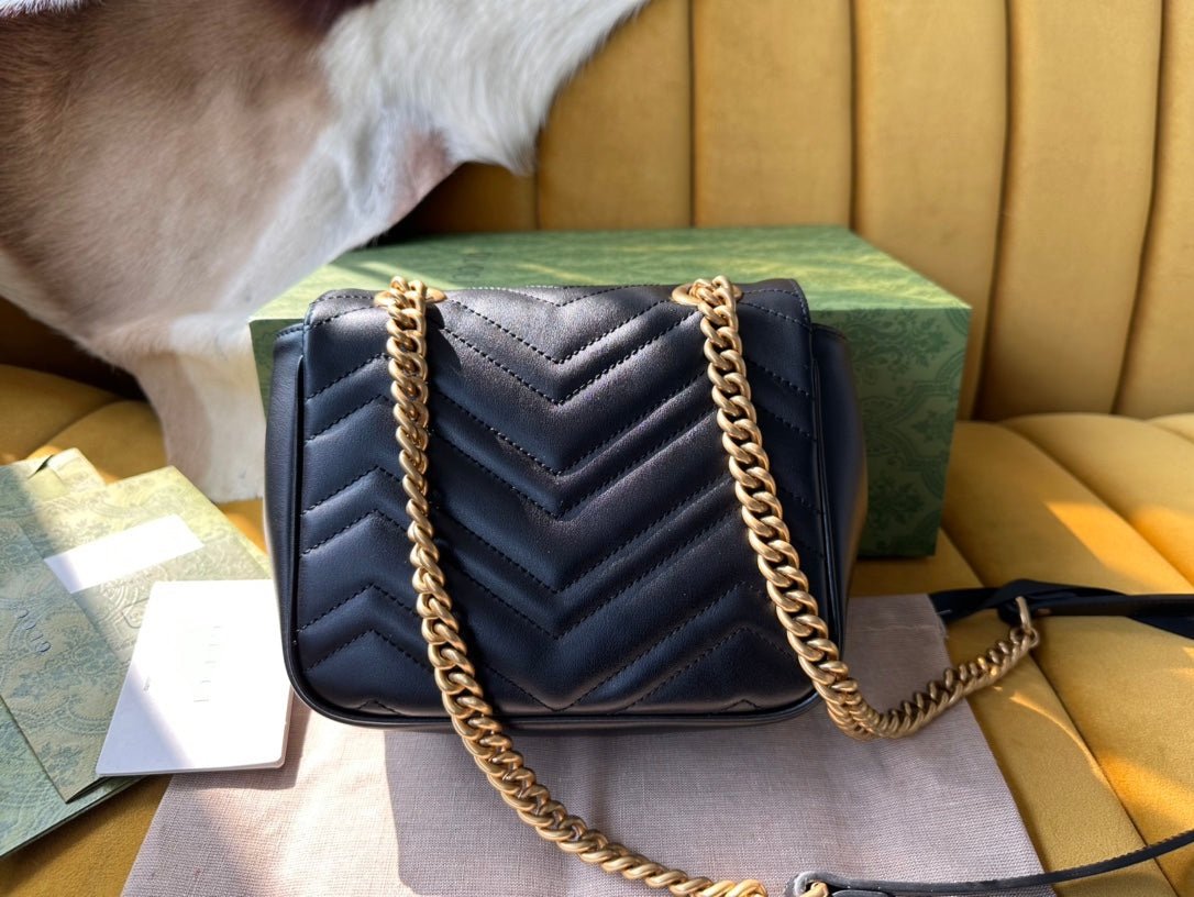 Gucci Marmont Square Bag Black Gold - Afbeelding 2