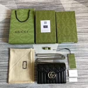Gucci Marmont Wallet on Chain Black Silver
