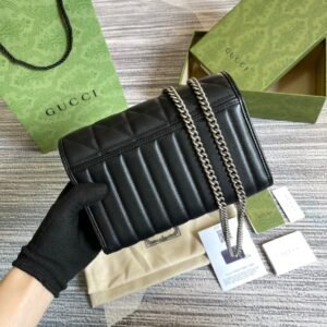 Alternative view of Gucci Marmont Wallet on Chain Black Silver