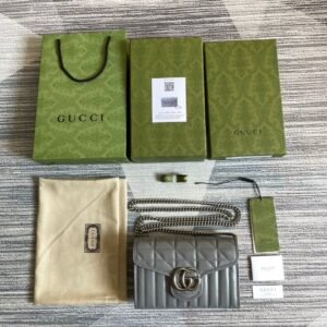 Gucci Marmont Wallet on Chain Grey Silver