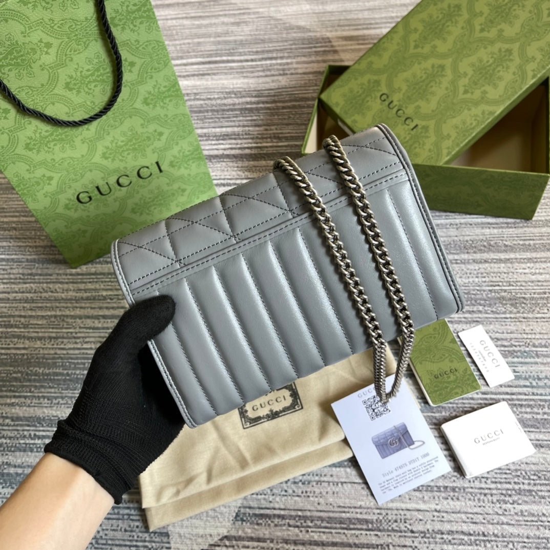 Gucci Marmont Wallet on Chain Grey Silver - Afbeelding 2