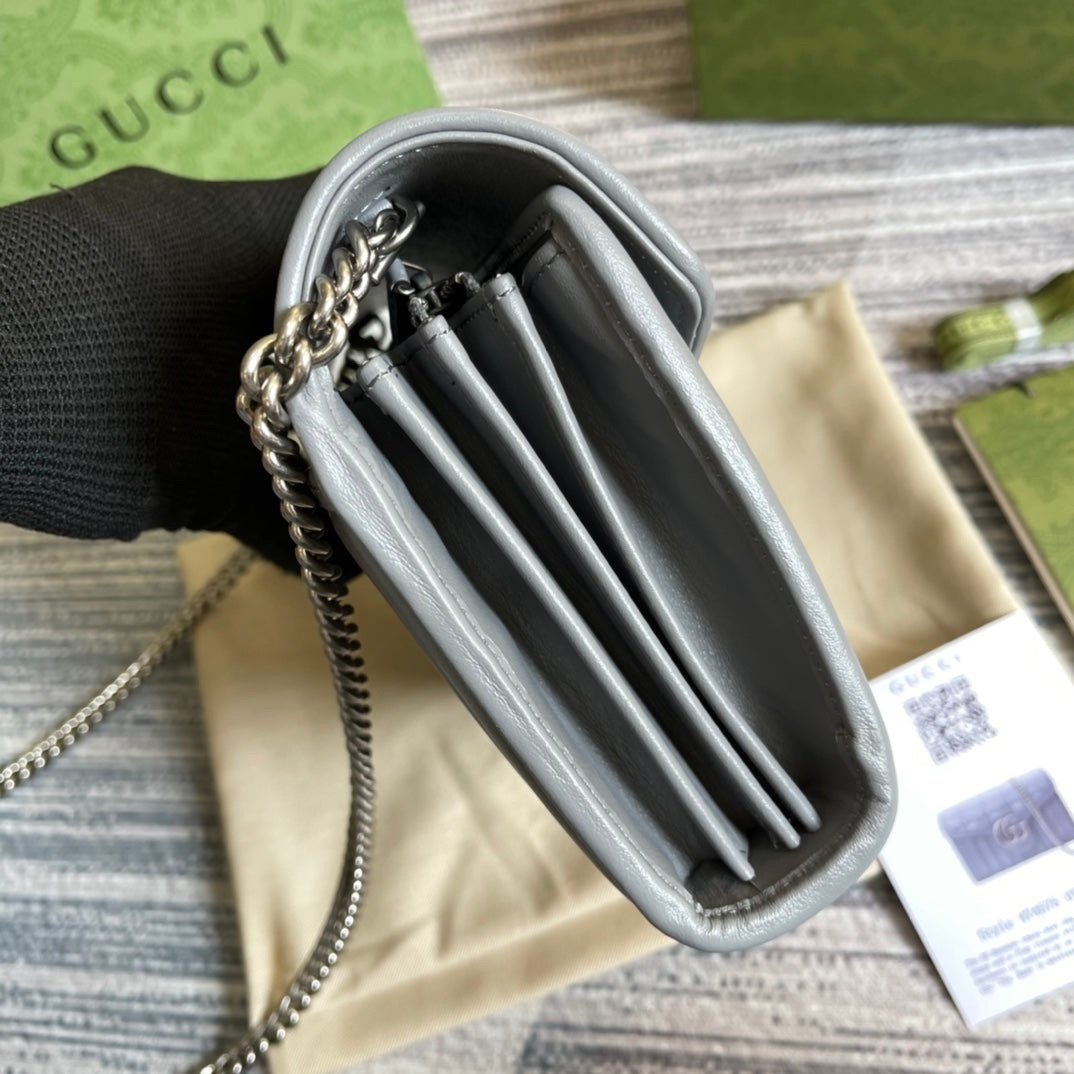 Gucci Marmont Wallet on Chain Grey Silver - Afbeelding 6