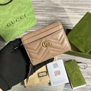 Gucci Marmont Mini Wallet Beige Gold