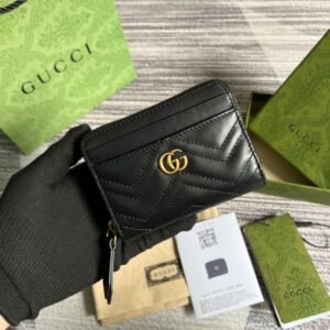 Gucci Marmont Mini Wallet Black Gold
