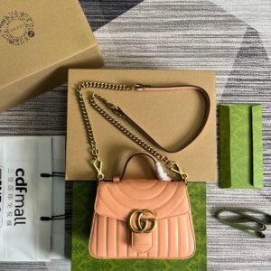 Gucci Marmont Mini Top Handle Peach Gold