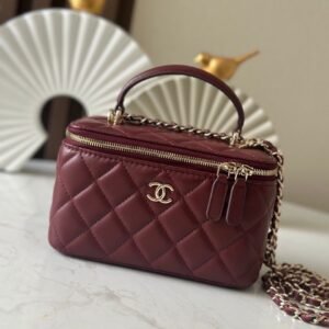Chanel Top Handle Vanity Burgundy Gold
