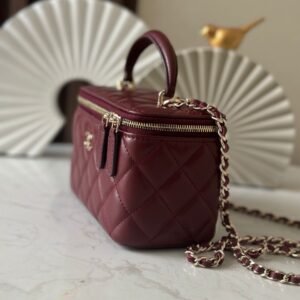 Alternative view of Chanel Top Handle Vanity Burgundy Gold