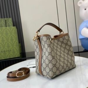 Alternative view of Gucci Emblem Bucket Bag in Beige and Brown
